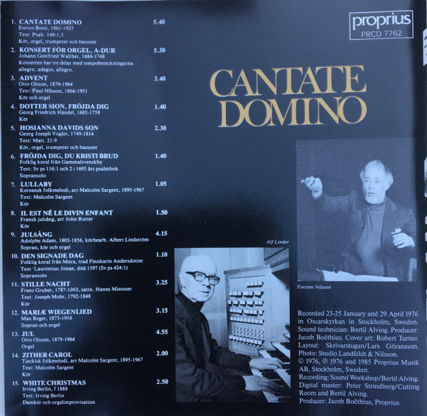 Oscars Motettkör , Torsten Nilsson , Alf Linder , Marianne Mellnäs - Cantate Domino | Proprius (PRCD 7762) - 4