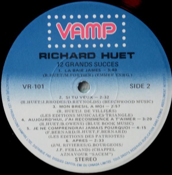 Richard Huet - 12 Grands Succès | Vamp (VR 101) - 4