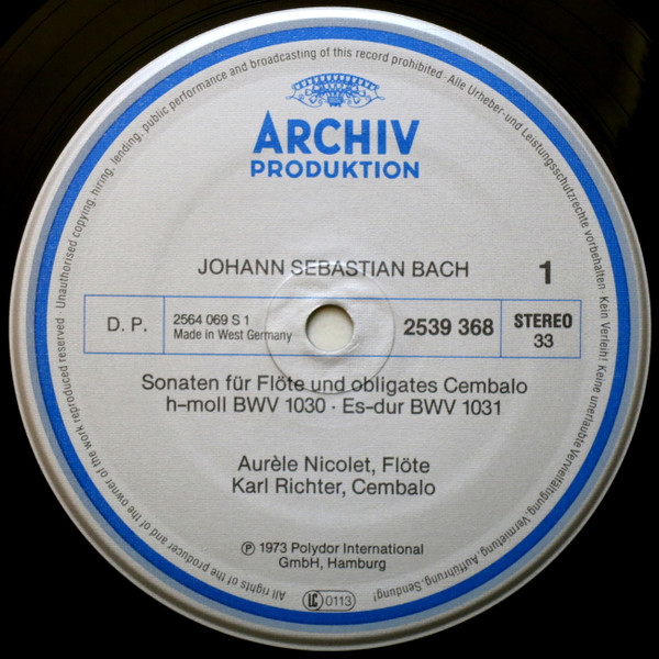 last ned album Johann Sebastian Bach, Aurèle Nicolet, Karl Richter, Johannes Fink - Flöten Sonaten Partita A moll