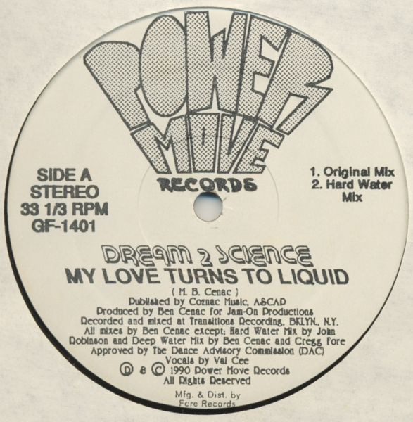 Dream 2 Science – My Love Turns To Liquid (1990, Vinyl) - Discogs