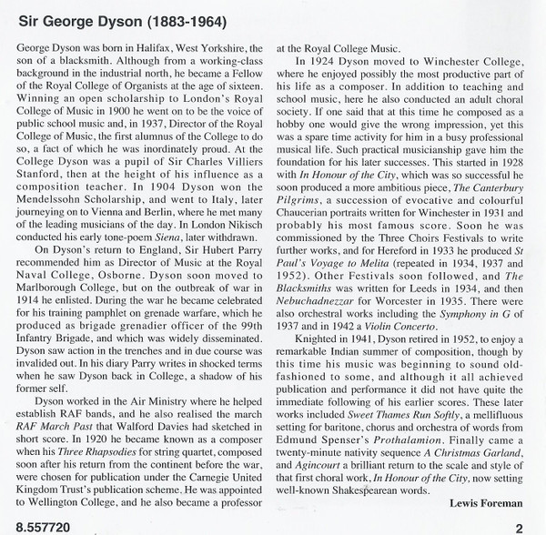 baixar álbum Sir George Dyson, Bournemouth Symphony Orchestra, David LloydJones - Symphony In G Major Concerto Da Chiesa