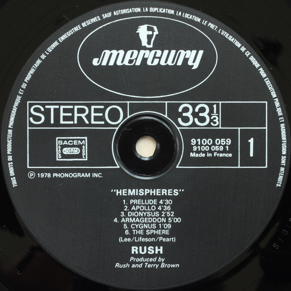 Rush - Hemispheres | Mercury (9100 059) - 5