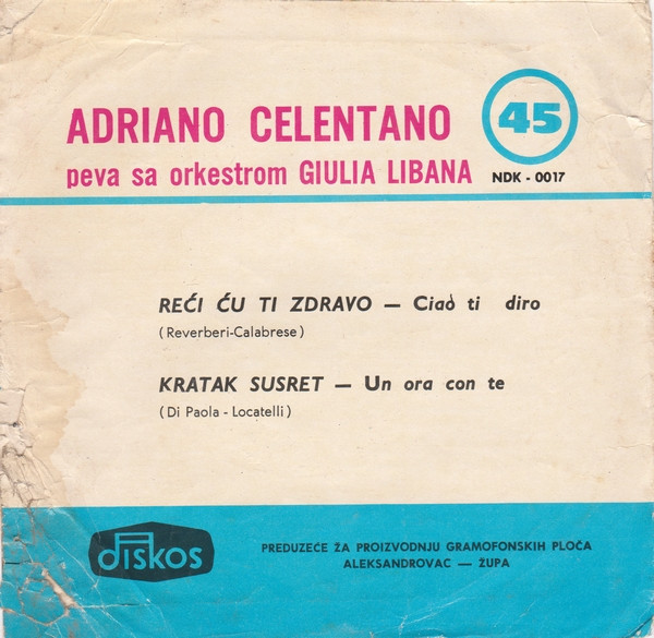 descargar álbum Adriano Celentano - Reći Ću Ti Zdravo Ciao Ti Diro