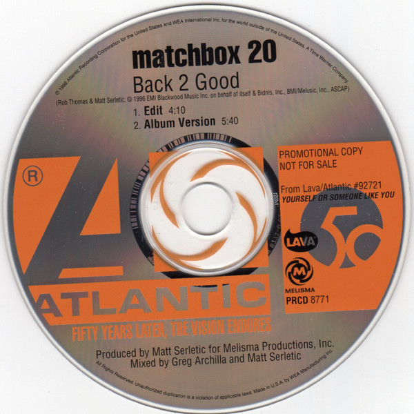 Matchbox 20 – Back 2 Good (1998, Vinyl) - Discogs