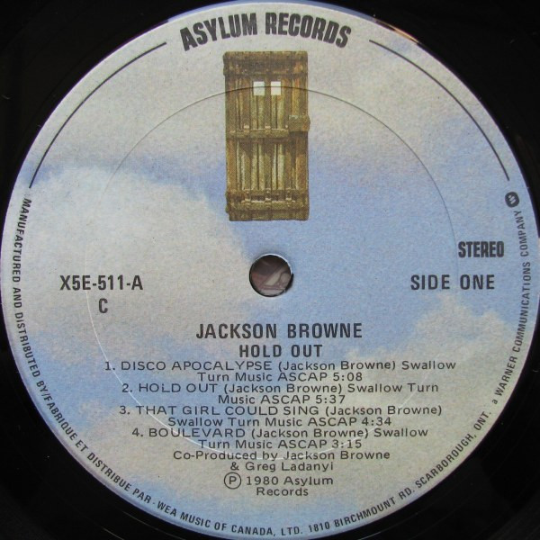 Jackson Browne - Hold Out | Asylum Records (X5E-511) - 3