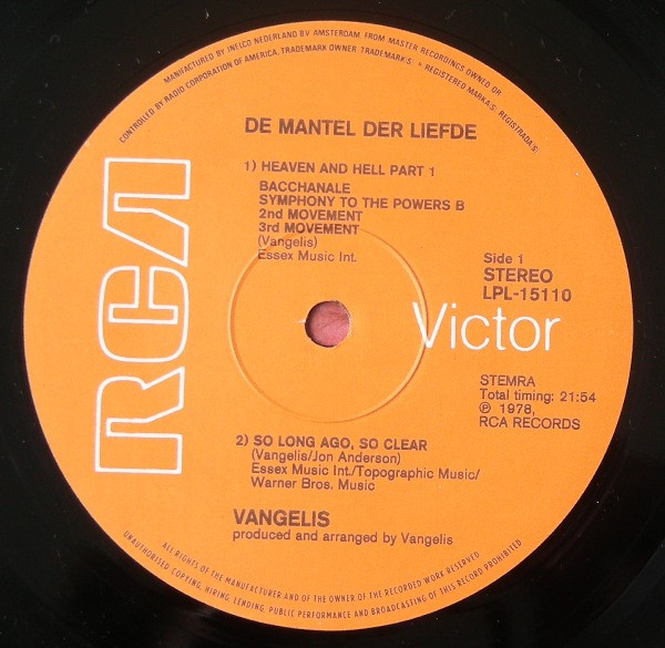 ladda ner album Vangelis - De Mantel Der Liefde Originele Filmmuziek Uit