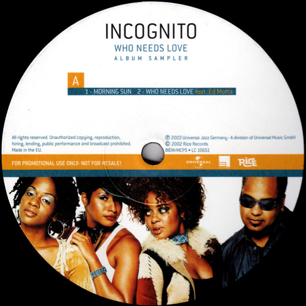 Incognito – Who Needs Love (Album Sampler) (2003, Vinyl) - Discogs