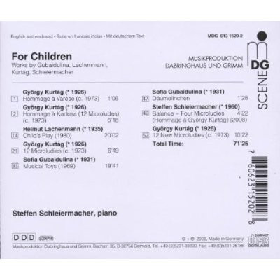 ladda ner album Sofia Gubaidulina György Kurtág Helmut Lachenmann Steffen Schleiermacher Steffen Schleiermacher - For Children