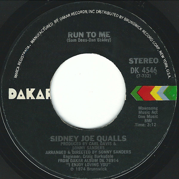 Sidney Joe Qualls – Run To Me (1974, Vinyl) - Discogs