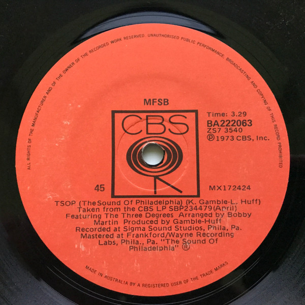 MFSB Featuring The Three Degrees – TSOP (The Sound Of Philadelphia