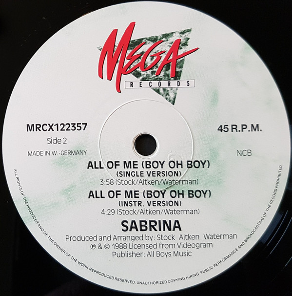 ladda ner album Sabrina - All Of Me Boy Oh Boy PWL Remix