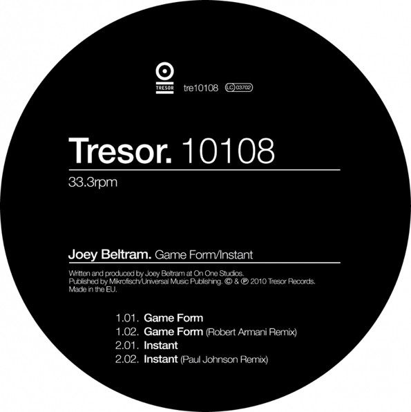 Joey Beltram – Game Form / Instant (1998, Vinyl) - Discogs