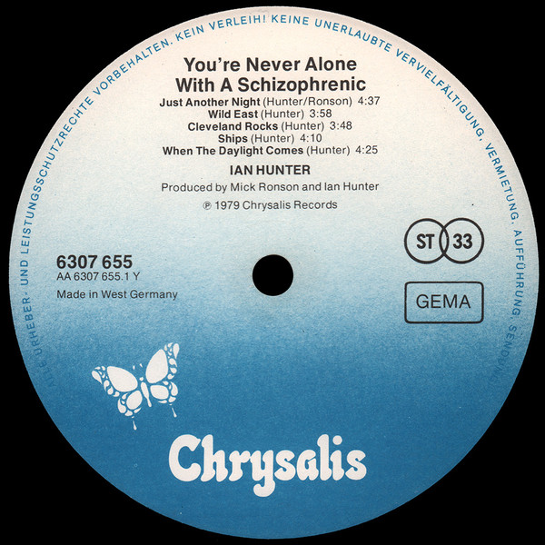 Ian Hunter - You're Never Alone With A Schizophrenic | Chrysalis (6307 655) - 3