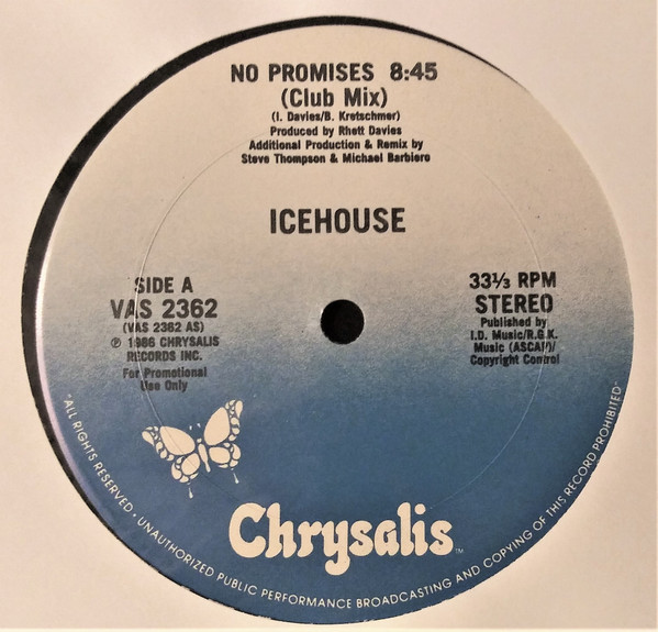 ICEHOUSE N未使用 No Promises 12 Maxi Single vinyl Club Dub