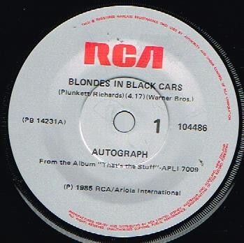 Autograph Blondes In Black Cars 1985 Vinyl Discogs