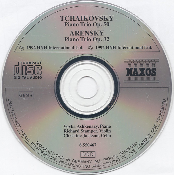descargar álbum Tchaikovsky, Arensky, Vovka Ashkenazy, Richard Stamper , Christine Jackson - Piano Trio Op 50 Piano Trio Op 32