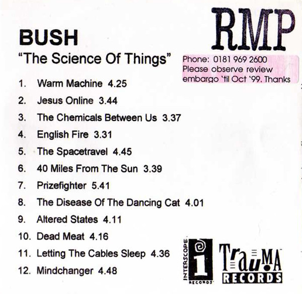 Bush – The Science Of Things (1999, UML Pressing, CD) - Discogs