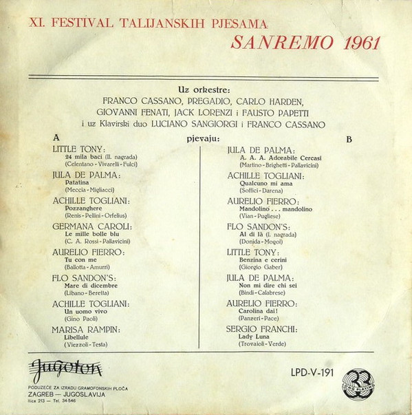 ladda ner album Various - Festival Sanremo 1961