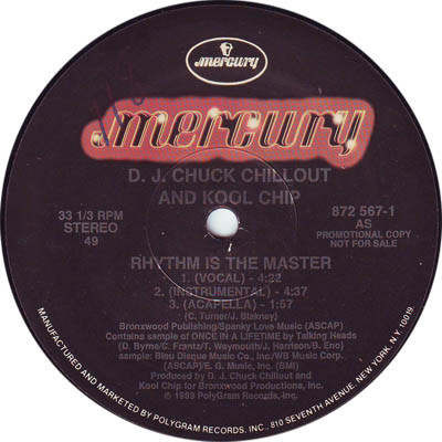 D.J. Chuck Chillout And Kool Chip – Rhythm Is The Master (1989