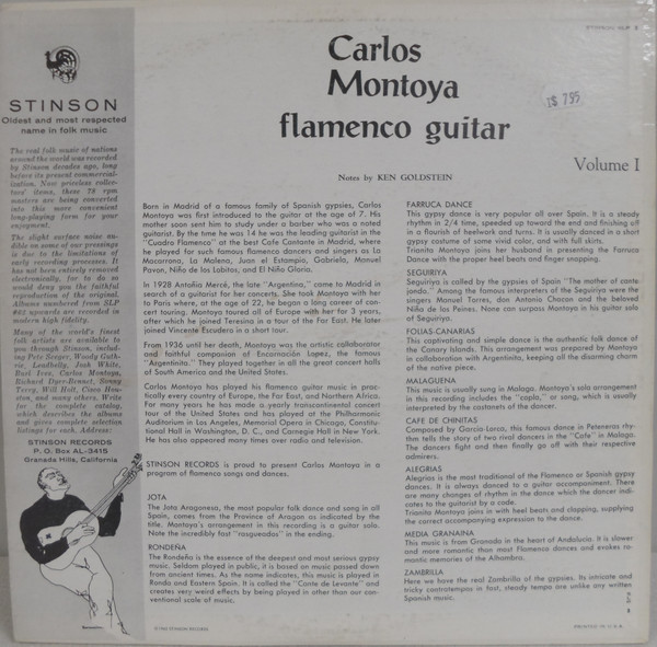 ladda ner album Carlos Montoya - El Flamenco Guitar Volume 1