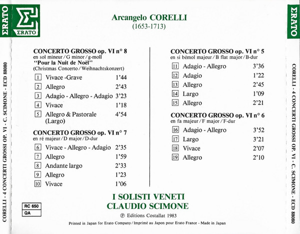 baixar álbum Corelli, I Solisti Veneti, Claudio Scimone - Concerto Grosso Pour La Nuit De Noël Concerti Grossi Op VI N 5 6 7