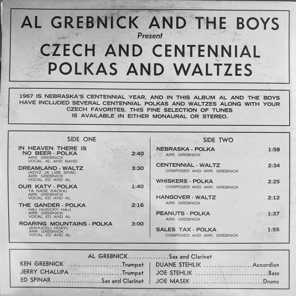 télécharger l'album Al Grebnick And The Boys - Czech and Centennial Polkas and Waltzes