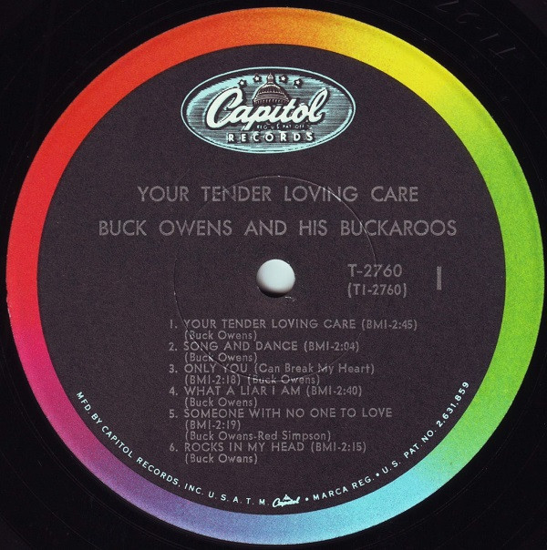 Buck Owens And His Buckaroos - Your Tender Loving Care | Capitol Records (T 2760) - 3