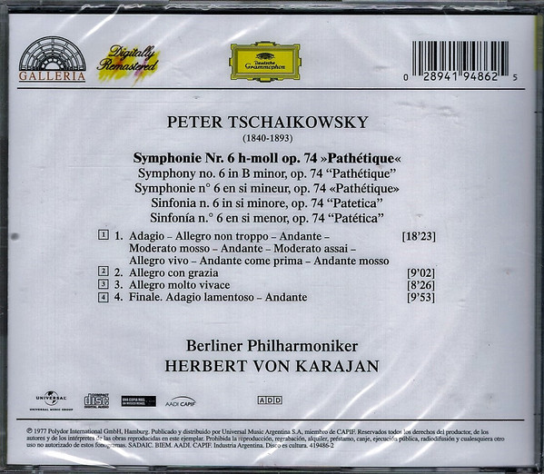 télécharger l'album Peter Tschaikowsky Berliner Philharmoniker, Herbert von Karajan - Symphonie No6 Pathétique