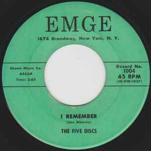 The Five Discs – I Remember (1958, Vinyl) - Discogs