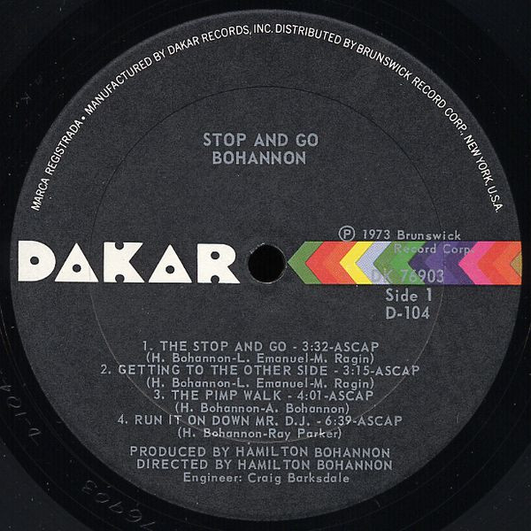 Bohannon - Stop & Go | Dakar Records (DK 76903) - 3