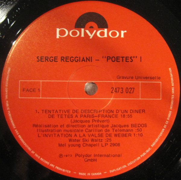 Serge Reggiani - Poètes I | Polydor (2473 027) - 3