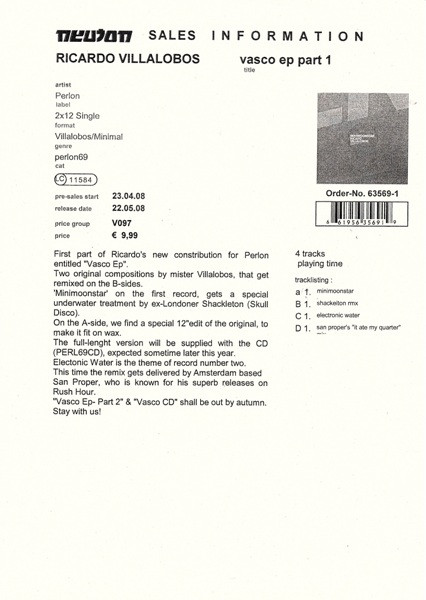 Ricardo Villalobos – Vasco EP Part 1 (2008, Vinyl) - Discogs