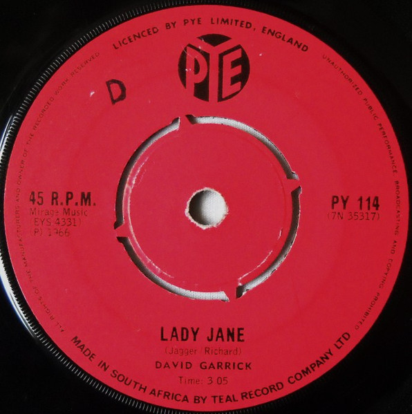 David Garrick – Lady Jane / Let's Go Somewhere (1966, Vinyl) - Discogs