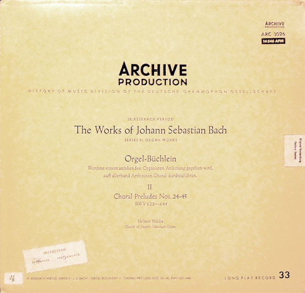 Johann Sebastian Bach Orgel Buchlein II Choral Preludes Nos