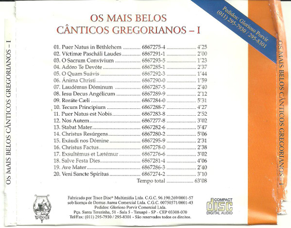 last ned album Coro E Banda Sinfônica Internacional Nossa Senhora De Fátima - Os Mais Belos Cânticos Gregorianos N 1