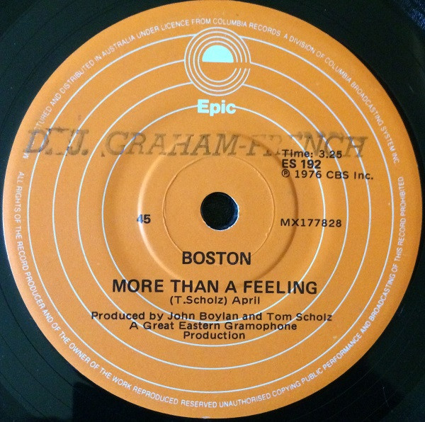 Boston – More Than A Feeling (1976, Vinyl) - Discogs