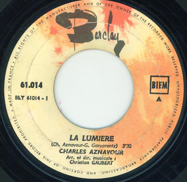 Charles Aznavour – La Lumière / Désormais (1968, Vinyl) - Discogs