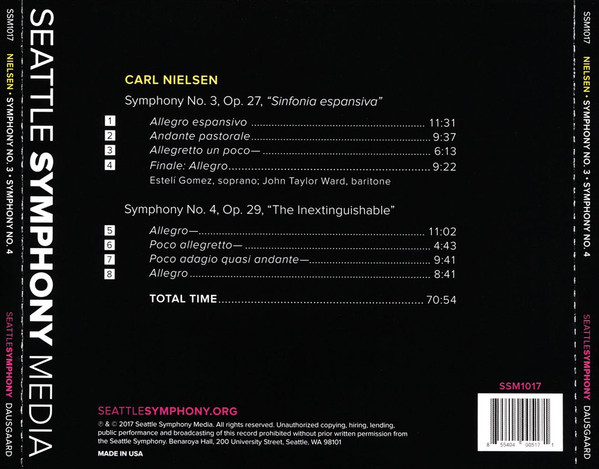 Album herunterladen Carl Nielsen, Seattle Symphony, Thomas Dausgaard - Symphony No 3 Symphony No 4