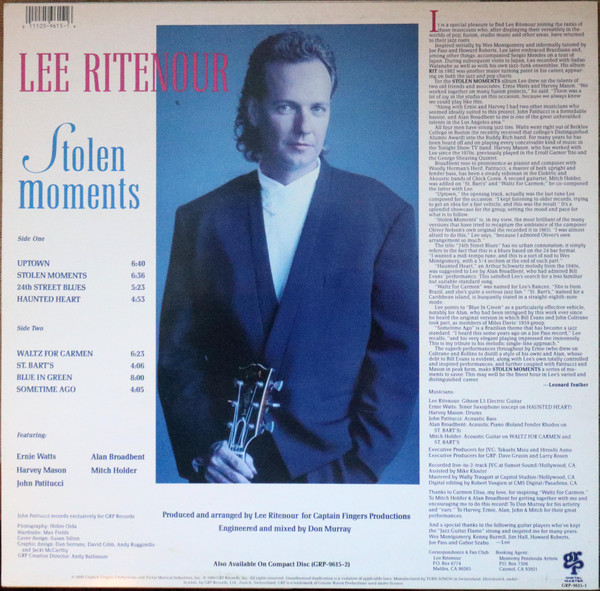 Lee Ritenour - Stolen Moments | GRP (GRP-9615-1) - 2