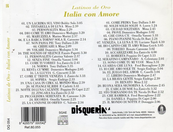 last ned album Various - Latinos De Oro 16 Italia Con Amore