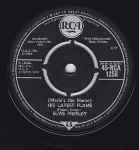 Elvis Presley - His Latest Flame / Little Sister album cover