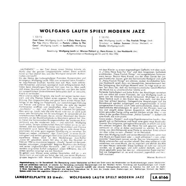 lataa albumi Wolfgang Lauth - Wolfgang Lauth Spielt Modern Jazz