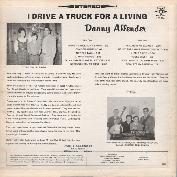 Album herunterladen Danny Allender - I Drive A Truck For A Living