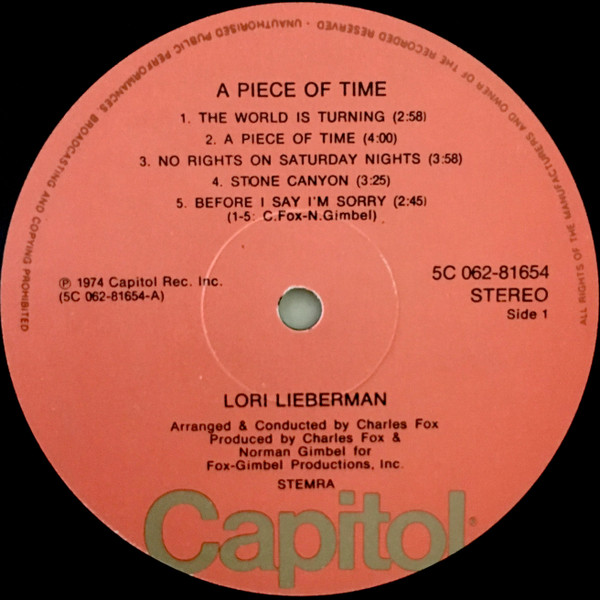 Album herunterladen Lori Lieberman - A Piece Of Time