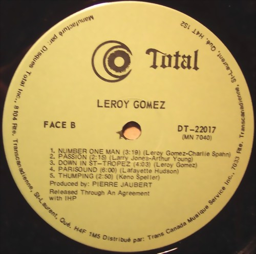 Leroy Gomez - Number One Man | Disques Total (DT-22017) - 4