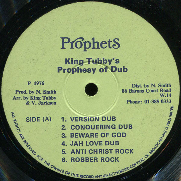 Yabby You – King Tubby's Prophesy Of Dub (1976, Vinyl) - Discogs