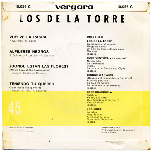 last ned album Los De La Torre - Vuelve La Raspa Alfileres Negros Donde Están Las Flores Teniendo Tu Querer