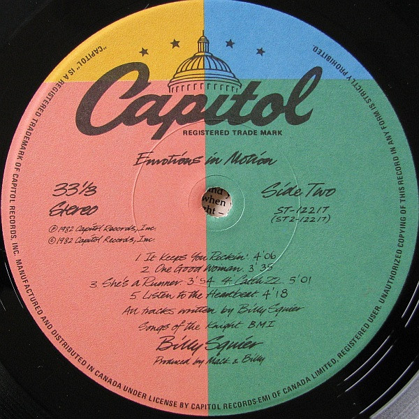 Billy Squier - Emotions In Motion [Vinyl] | Capitol Records (ST-12217) - 4