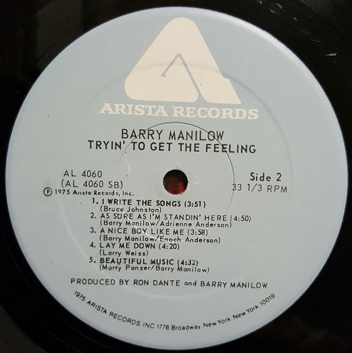 Barry Manilow - Tryin' To Get The Feeling | Arista (AL 4060) - 4