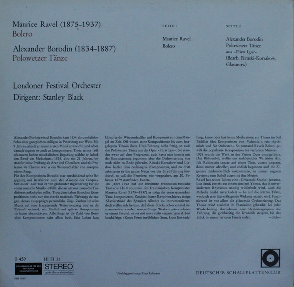 télécharger l'album Stanley Black Conducting The London Festival Orchestra - Ravel Bolero Borodin Polowetzer Tänze